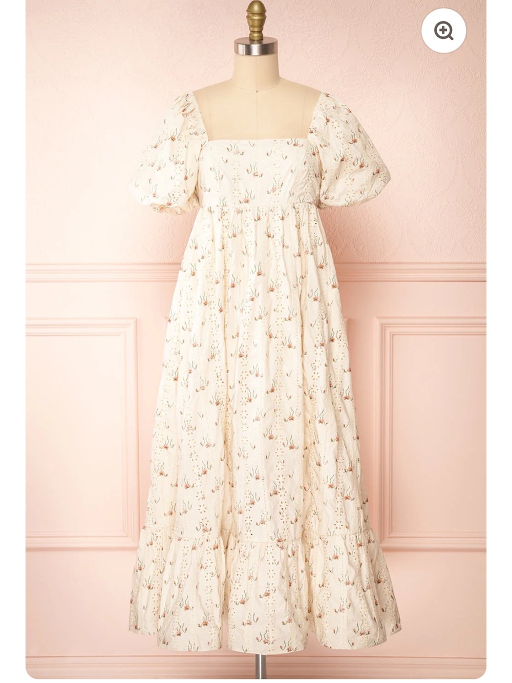 Storia puff sleeve maxi eyelet Nwt Cream Floral Puff-Sleeve Maxi Dress